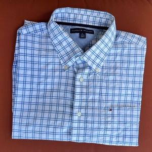 Tommy Hilfiger Blue White Plaid Button Down XL Shirt